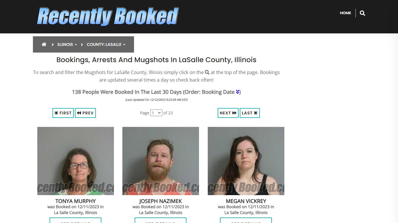 Recent bookings, Arrests, Mugshots in LaSalle County, Illinois